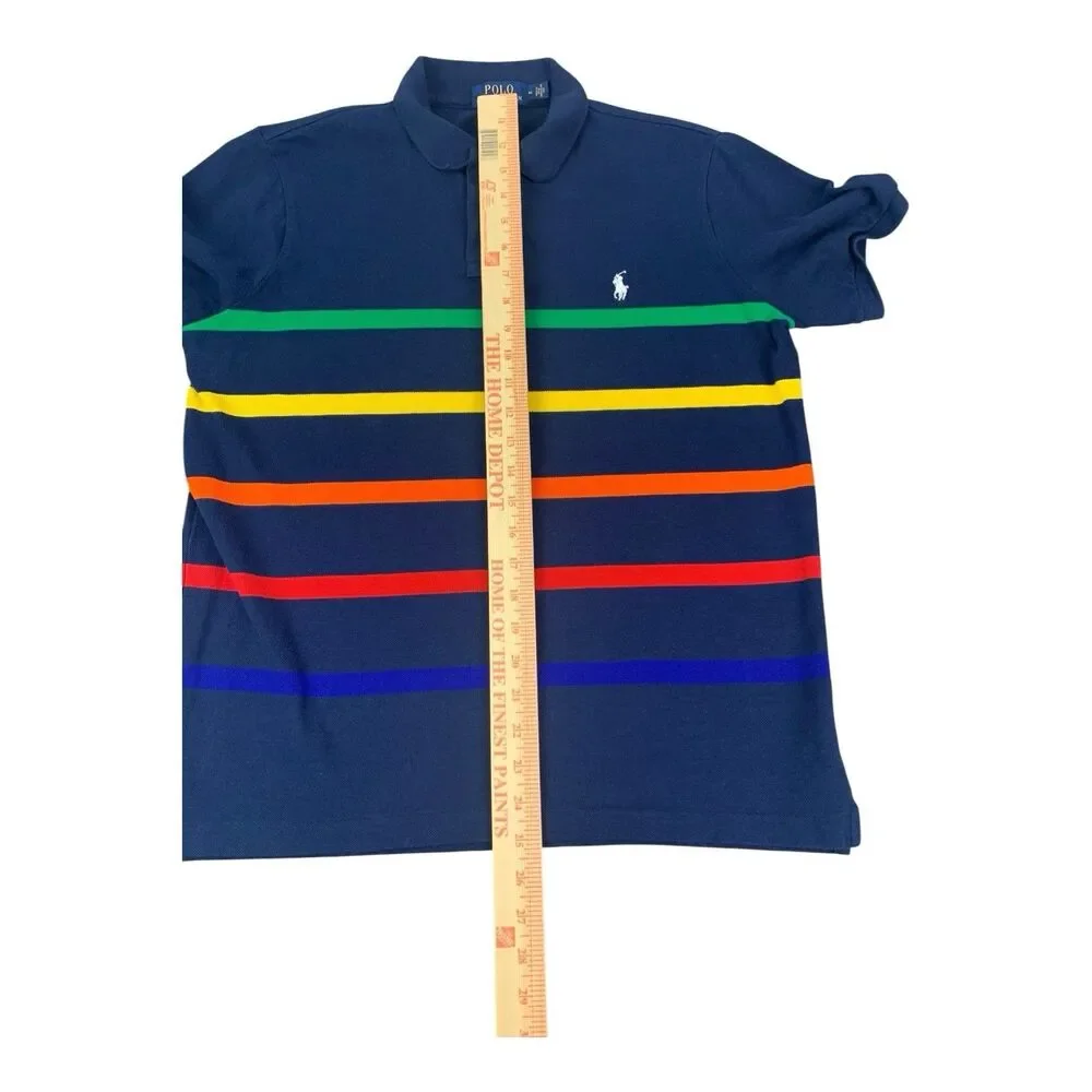 Polo Ralph Lauren Men’s Polo Shirt Multicolor Striped Classic Fit Rainbow Medium